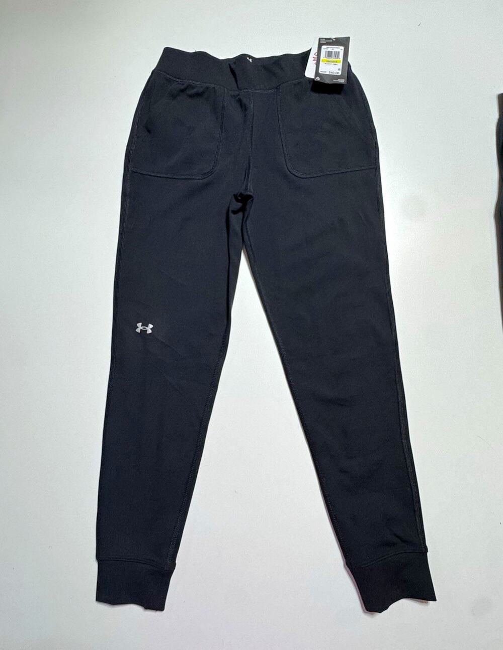 Under Armour Unisex Kids M Black Fitted Jogger Pants Elastic Waist Drawstring
